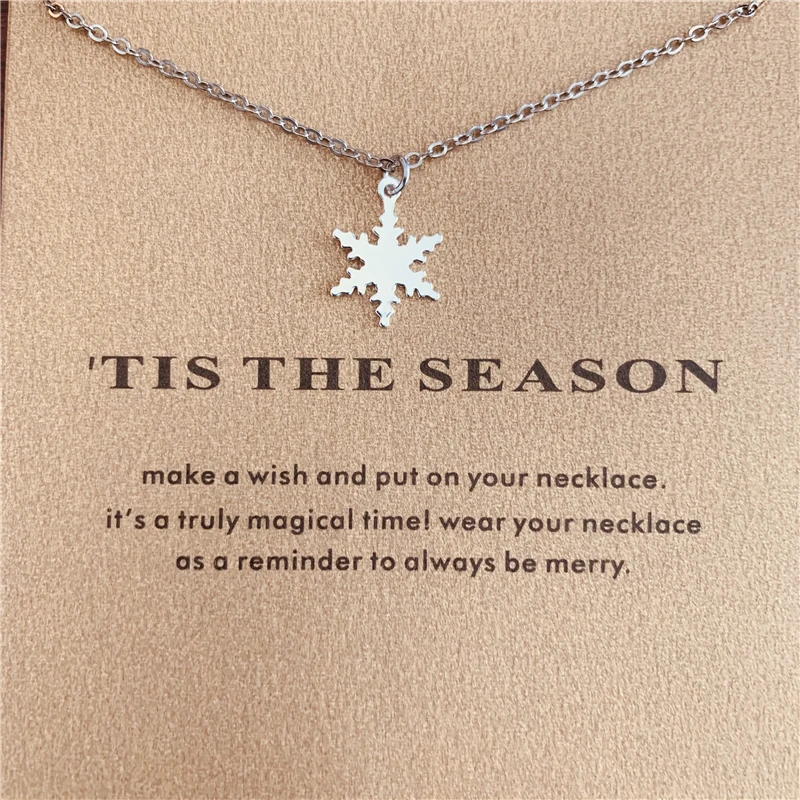 Модное ожерелье с подвеской в виде снежинки золотого цвета Женский