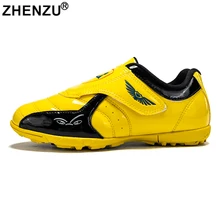 ZHENZU Size 28-39 Children TF Soccer Shoes Football Boots Kids Boys Trainers Sneakers Cleats Training tennis shoes Lace-free