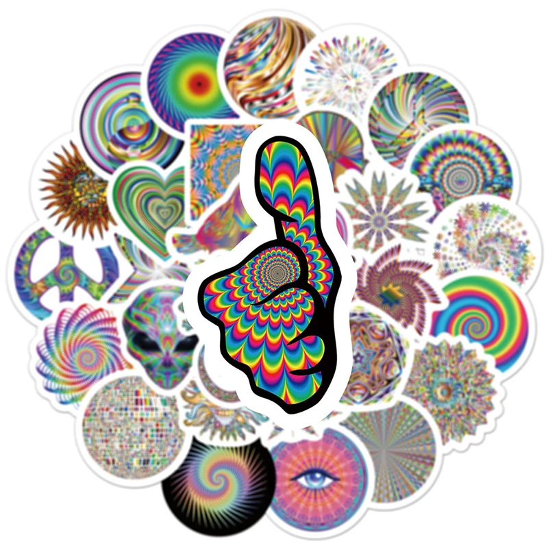 

50PCS Mixed Creative Psychedelic Gyrate Graffiti Stickers Aesthetics Laptop Motorcycle Guitar Phone Bike Car Anime Sticker Decal