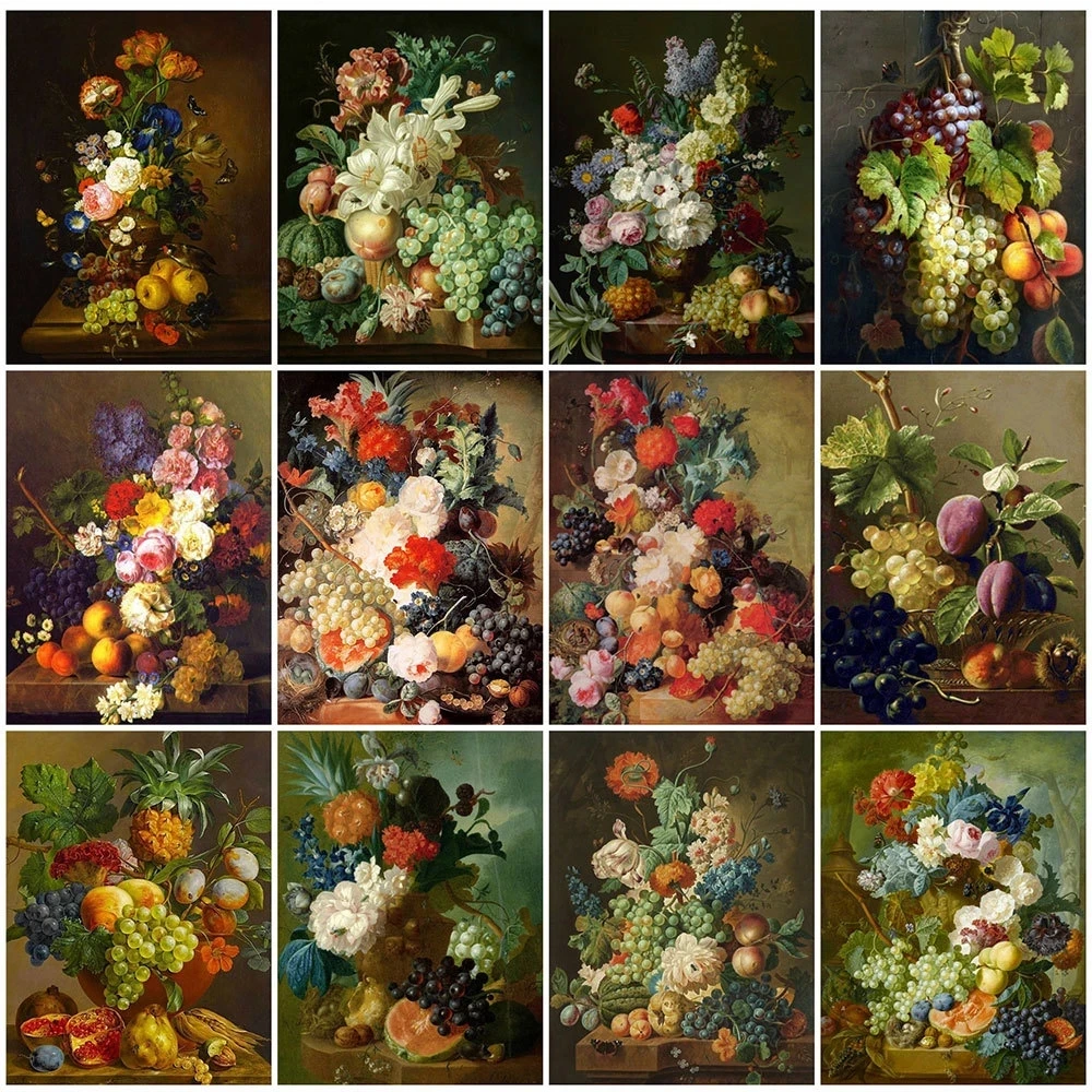 

5D алмазная живопись «сделай сам», цветок, фрукты, виноград, алмазная вышивка, декоративные картины, наборы для вышивки крестиком, рукоделие, ...