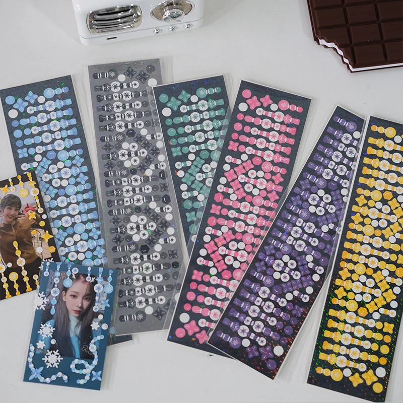 

Cute Laser Glitter Bead Decorative Stickers DIY Scrapbooking Diary Planner Photo Album Kawaii Stationery Sticker