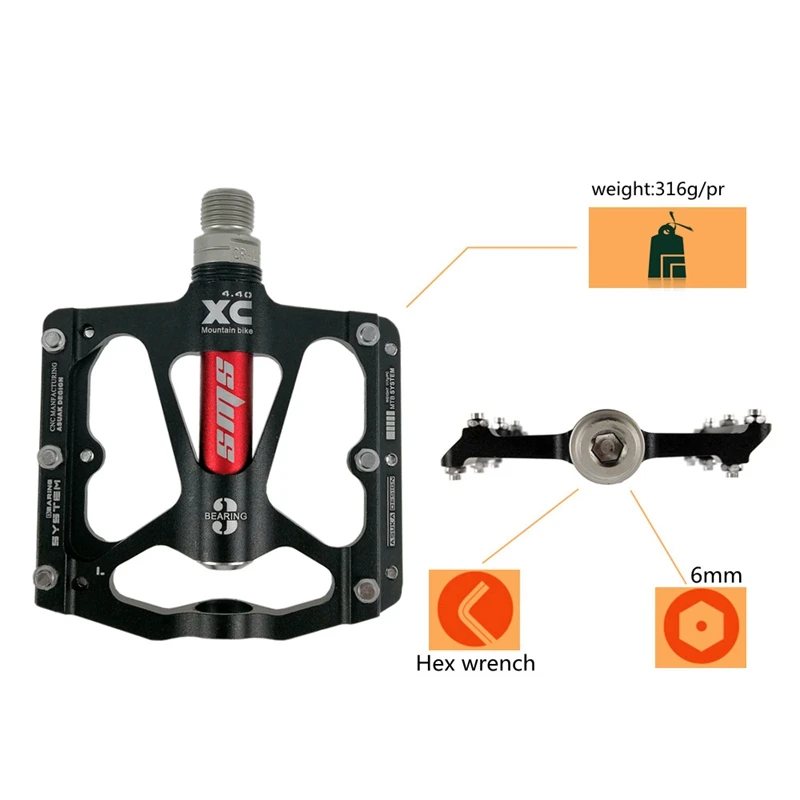 

SHANMASHI Aluminium Alloy MTB Bike Pedals Ultralight 3 Sealed Bearing Road Mountain Flat Bicycle Pedal Cycling Footrest