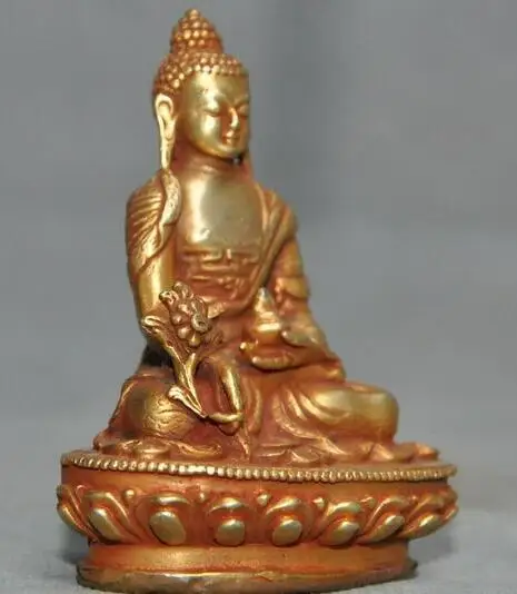 

Tibet Buddhism bronze 24k gold Gilt Medicine Buddha Sakyamuni Shakyamuni statue