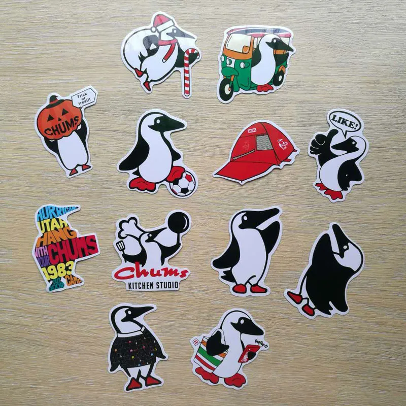 12 шт./компл. милые наклейки скейтборд украшения Пингвин логотип наклейка