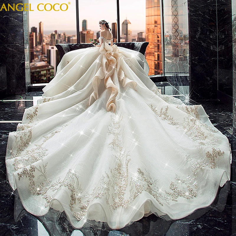 Дубай Королевский Свадебный платья Vestido De Noiva свадебное платье класса люкс роскошное бальное платье Арабский мусульманский халат De Mariee