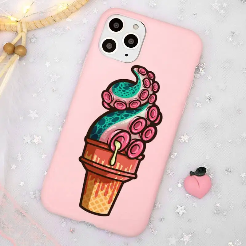 

Tentacles of sea octopus Phone Case Candy Color Pink for iPhone 11 pro XS MAX 8 7 6 6S Plus X 5S SE 2020 XR