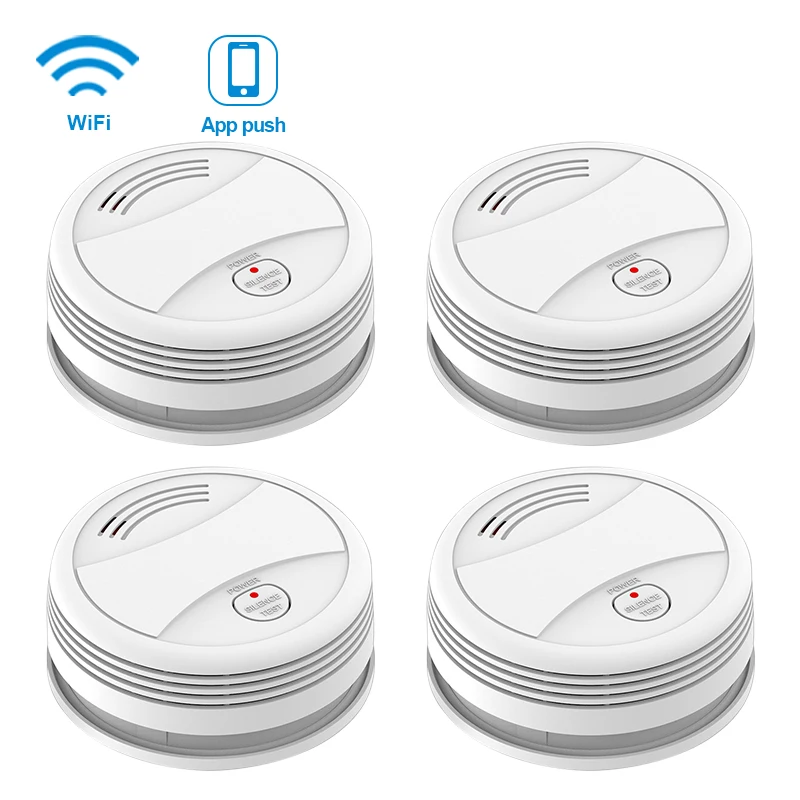 4pcs CPVan SM05W WiFi детектор дыма Tuya APP контроль безопасности пожарная защита беспроводной пожарный детектор для домашняя система охранной сигнализации пожарная сигнализация противопожарная система противопожарный датч - Цвет: 4pcs