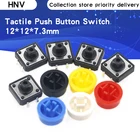 Тактильный кнопочный переключатель, 25 шт, мгновенный 12*12*7.3 мини-выключатель Кнопка + 25 шт тактовых колпачков (5 цветов) для переключателя Arduino