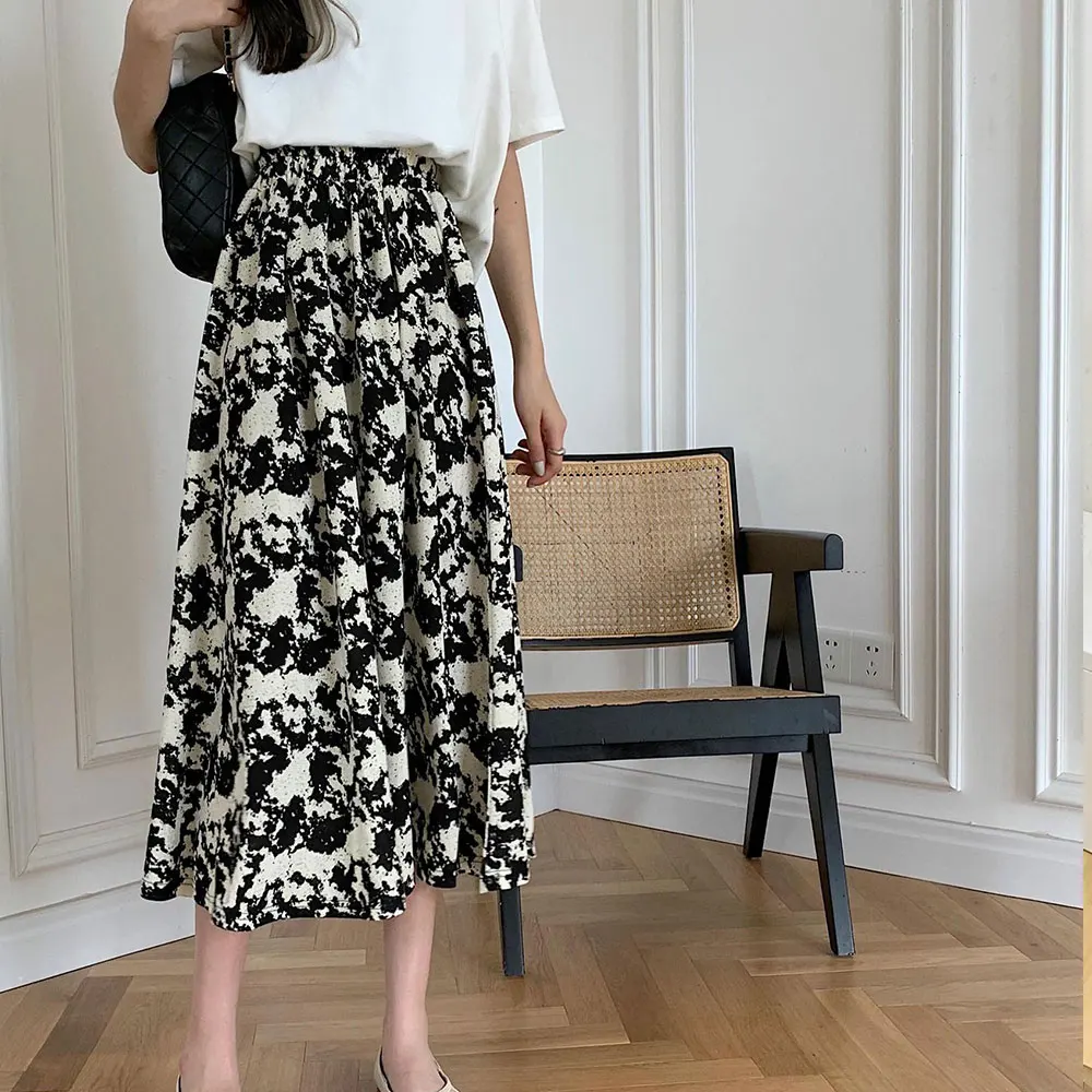 

Jocoo Jolee Women Y2K Printing Vintage A-Line High Elastic Waist Summer Elegant Sexy Casual Loose Long Skirt Basic Party Club