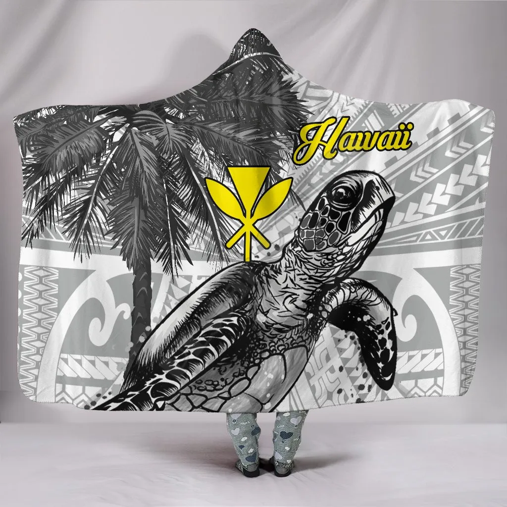 

Hawaii Hooded Blanket Turtle Palm Tree White 3D printed Wearable Blanket Adults Kids Various Types Hooded Blanket
