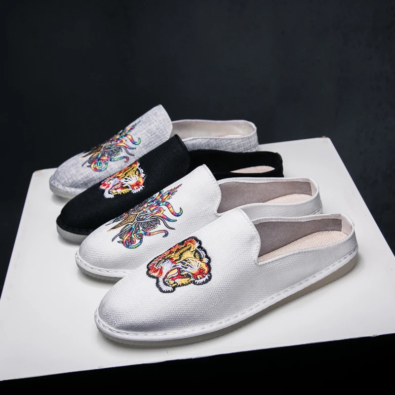 Для мужчин кроссовки срез белье в виде головы тигра Восемь коготь вышивка ручной