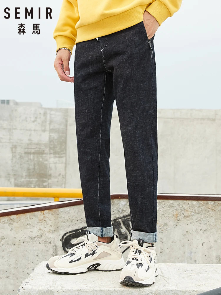 Мужские джинсы в стиле Харадзюку Semir винтажные брюки с эластичным поясом