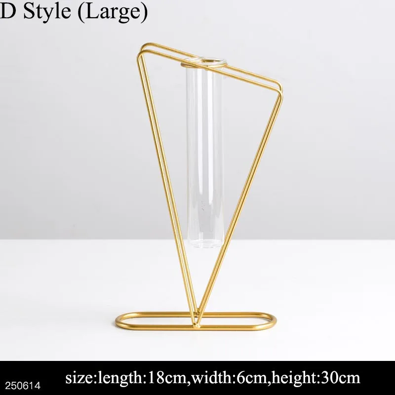 D Style (Large) Ins скандинавские золотистые железные художественные прозрачные стеклянные пробирки гидропоники цветочный горшок гостиная офисная ваза зеленые растения плантатор креативный - Цвет: D Style (Large)