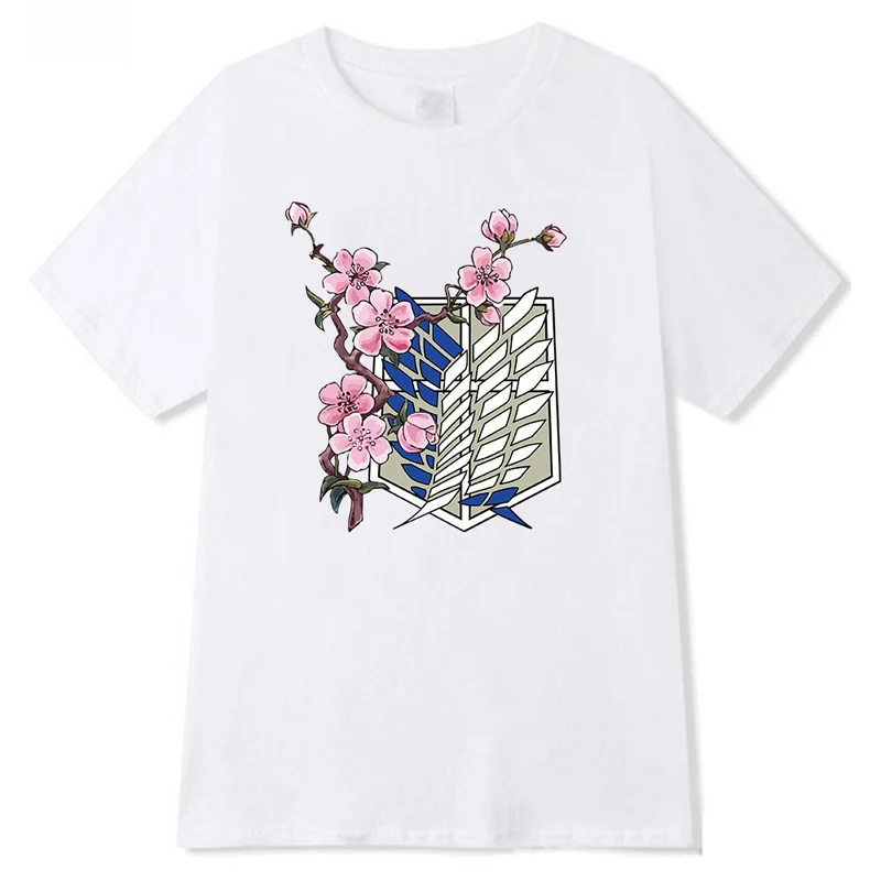 

Japanese Anime T Shirt Scouting Legion Clothes Shingeki No Kyojin Wings of Liberty Tee Shirt Attack On Titan Giant short-sleeve