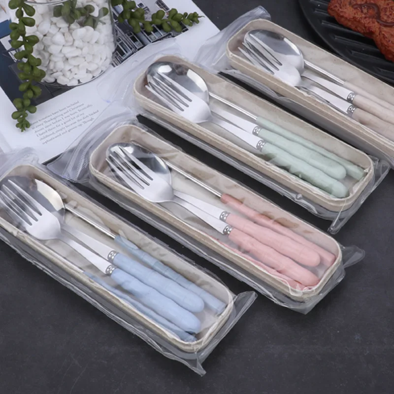 3 шт. нержавеющая сталь палочки для еды ложка вилка набор посуды портативная