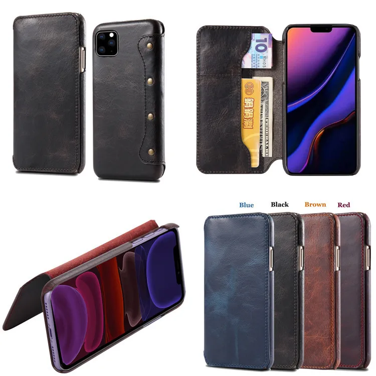 

Suitable for The Latest for IPhone 12 Leather Case for IPhone 11pro Flip Pro Max Card Insert Protective Leather Case
