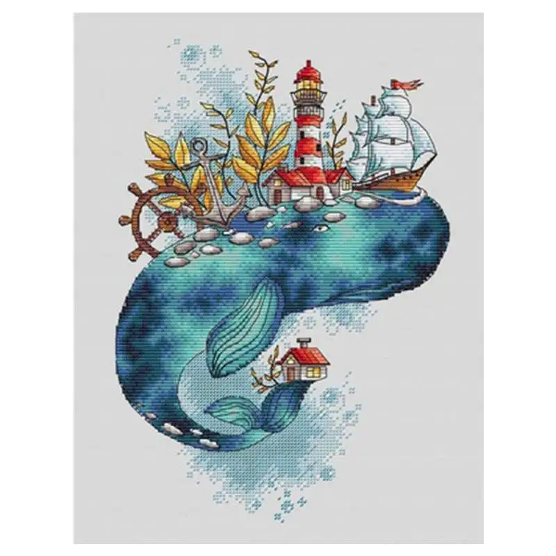 The whale's nautical dream patterns Counted Cross Stitch 11CT 14CT 18CT DIY Chinese Kits Embroidery Needlework Sets |