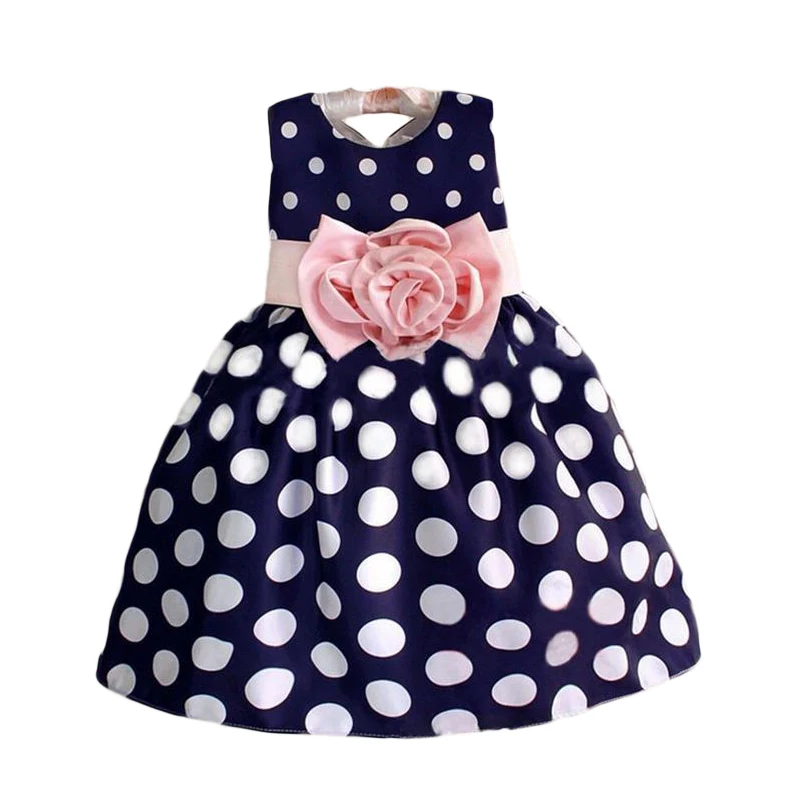 

2017 Hot Sale Christmas Super Flower girls dresses for party and wedding Dot print Princess Kids Dress Fashion Children's Cloth