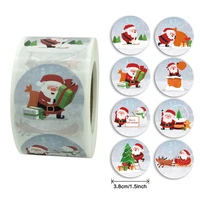 500pcs round 8 designs merry christmas thank you stickers seal labels for envelope cards gift package scrapbooking decor