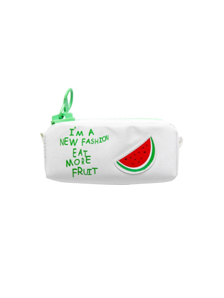 

Newest Big zipper Fruit pencil bag Lemon Pineapple Canvas school pencil case Stationery organizer Storage bags for pens Office