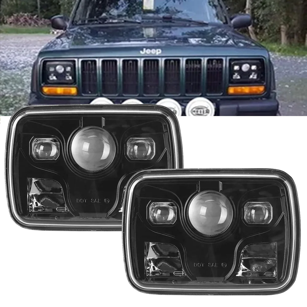 

Светодиодный ная фара для мотоцикла 5x7 дюймов 7x6 дюймов, фара ближнего/дальнего света для Jeep Wrangler YJ Cherokee XJ Trucks, автомобильные аксессуары свет...