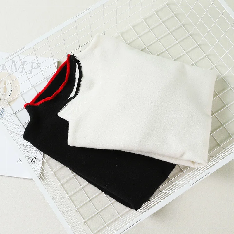 Женский свитер с воротником средней длины трикотажный джемпер из 100% мериносовой