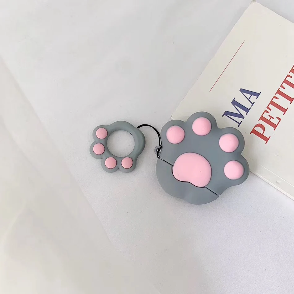 Gray Claw For AirPods 1/2 Case Cute Cartoon Squirrel Earphone Cases For Apple Airpods 2 Kawaii Soft Protect Cover with Finger Ring Strap - Цвет: Gray Claw