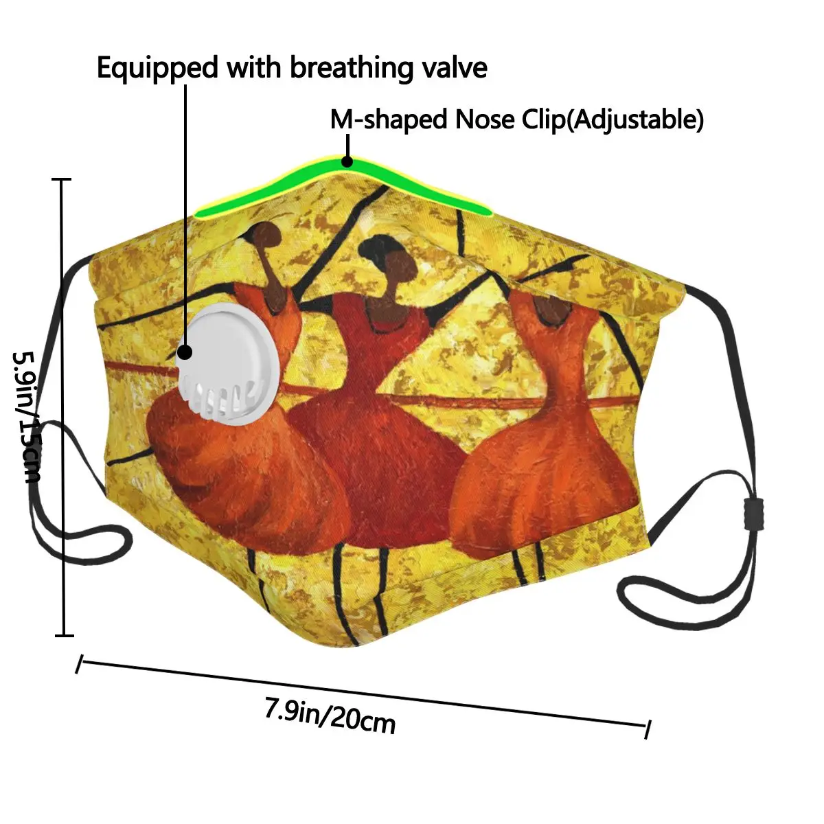 

Artistic Dancer Girls Mask with Breathing Hole and Filter Reusable Dustproof Mask Windproof