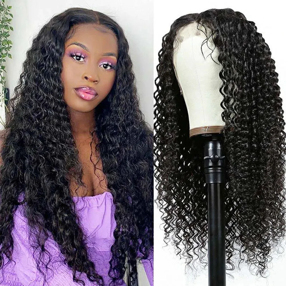 

13X4 Lace Front Human Hair Wigs Brazilian Kinky Curly Pre Plucked With Baby Hair Deep Jerry Curl Remy 150% Lace Frontal Wig