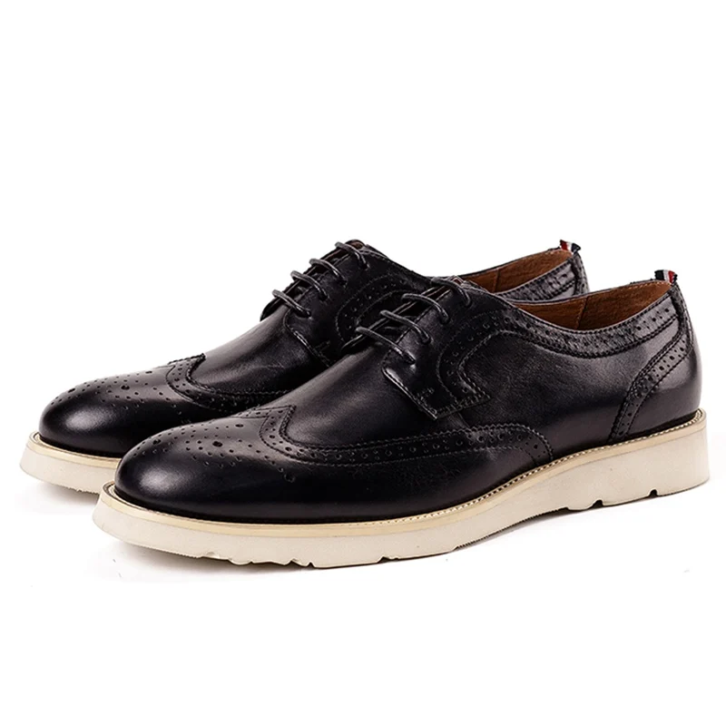 Мужские туфли оксфорды ручной работы из натуральной кожи на плоской платформе с