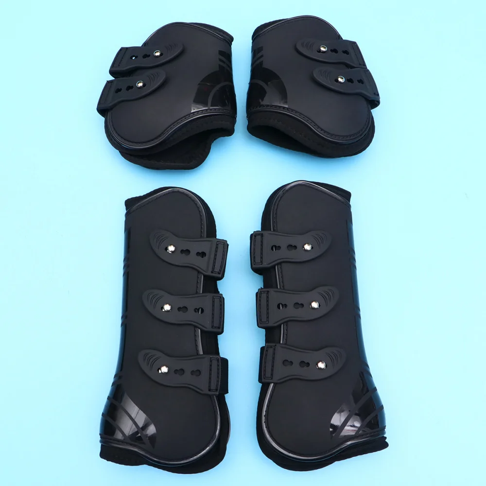 

2 Pairs of Horse Splint Leg Boot Horse Leg Protection Support Wrap Equestrian Equipment Size Black