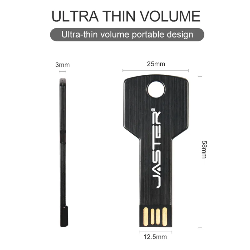 JASTER Металлический Ключ форма USB флэш-накопитель карта памяти брелок Флешка 4 ГБ 8 ГБ 16 ГБ 32 ГБ 64 ГБ U диск подарок(более 10 шт. бесплатный логотип