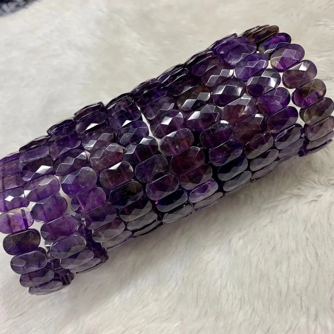 Фиолетовый аметистовый камень браслет с бусинами женский из натуральных