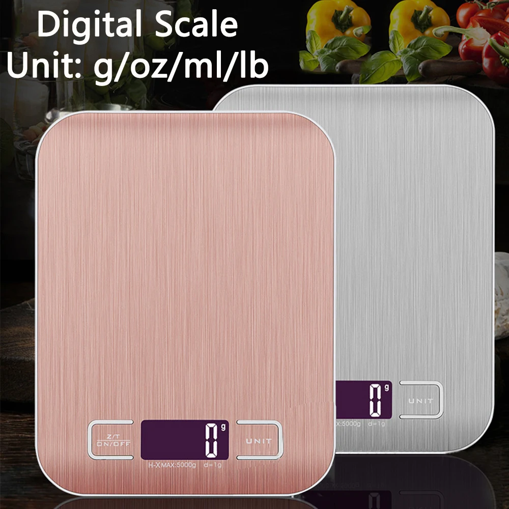 

5Kg/10Kg*1g Digital Kitchen Scale Stainless Steel Electronic Scales Drug Balance Jewelry Weighing Tool Unit g/Oz/Ml/Lb