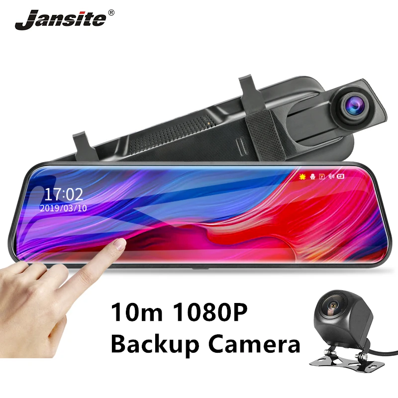 Jansite 10 ''видеорегистратор 1080P с сенсорным экраном автомобильная камера dvr