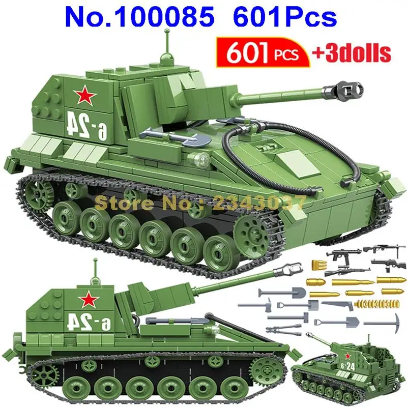100085 601 штук военный Советского Союза Su 76m бак армии Ww2 оружие Солдаты 3