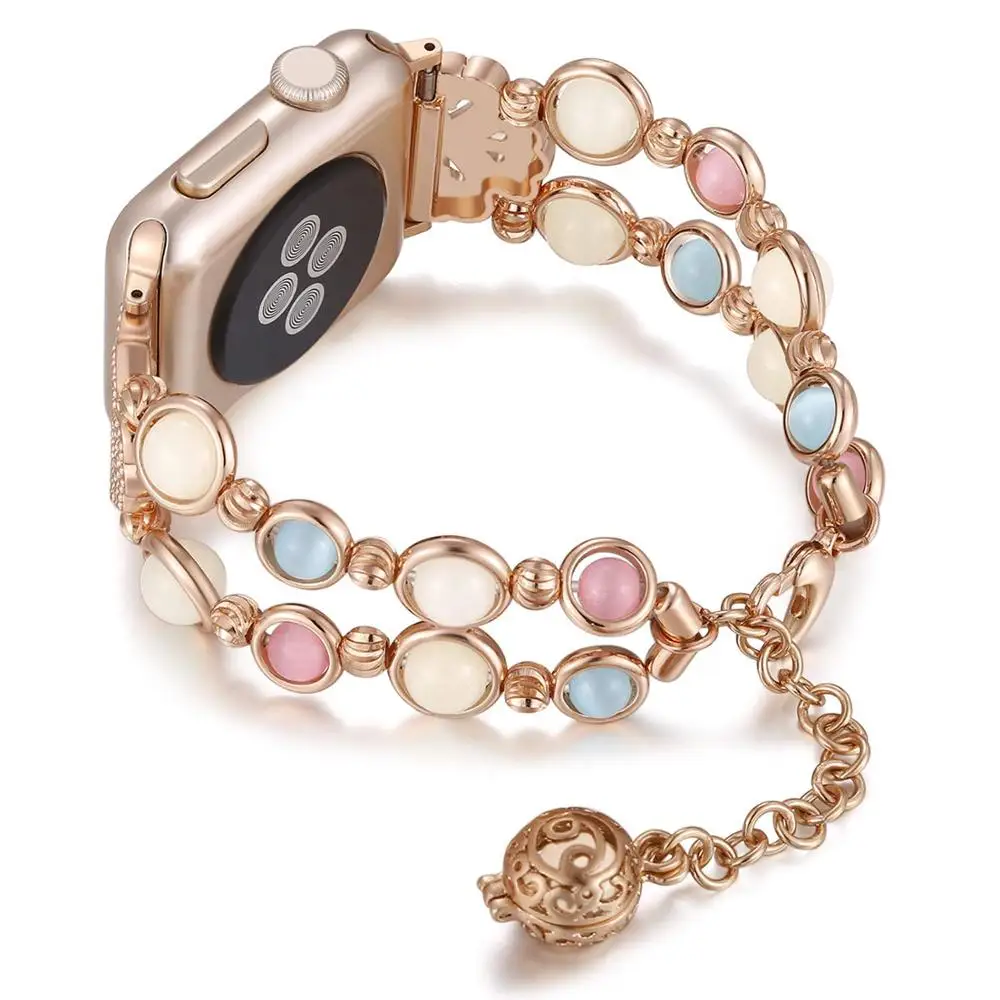 Ремешок для Apple watch band 44 мм 40 iWatch 38 42 женский ночной светящийся жемчужный браслет