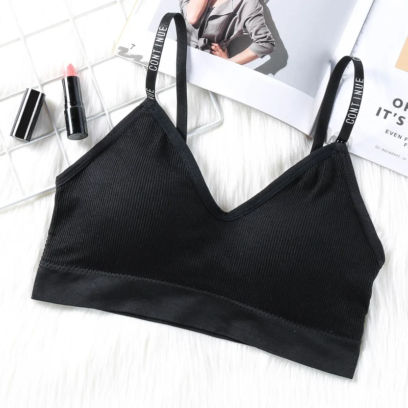 Твердые Цвет спортивный бюстгальтер письмо плечевой ремень без косточек