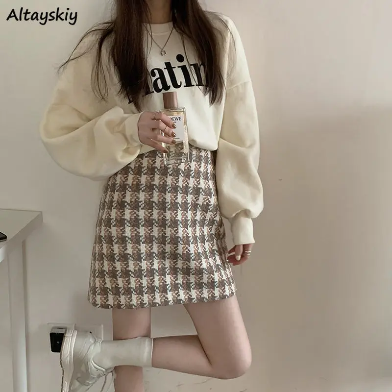 

Женская клетчатая юбка, универсальная, нежная, в Корейском стиле, в студенческом стиле, простая, элегантная уличная одежда, модная, в стиле Ins...