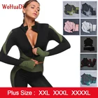 Женская спортивная одежда WOHUADI, комплект для йоги, Женская Спортивная одежда для тренажерного зала, фитнеса, рубашка с длинным рукавом + леггинсы с высокой талией размера плюс XXL3XL4XL