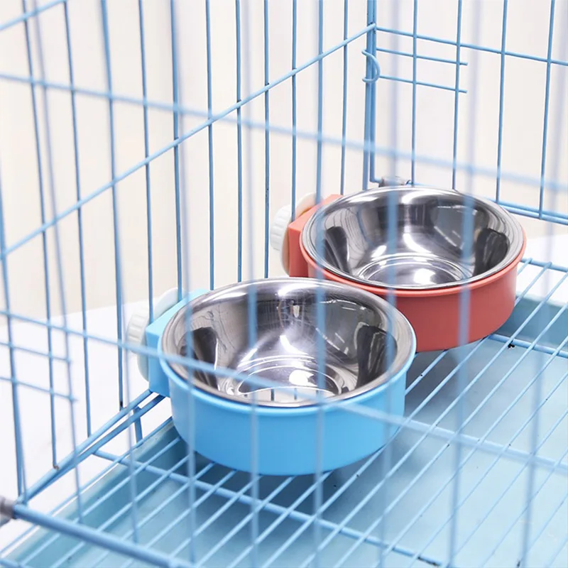 Подвесная миска для домашних животных кормушка собак питьевая из нержавеющей