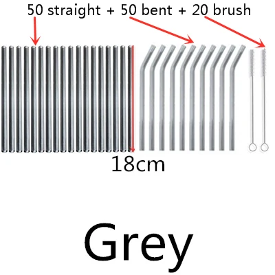 100 straw - 20 brush 100 шт многоразовые стаканы для питья 18 см х 8 мм для смузи, чая, сока- 10 упаковок с 20 щетками для чистки - Цвет: 100 straw - 20 brush