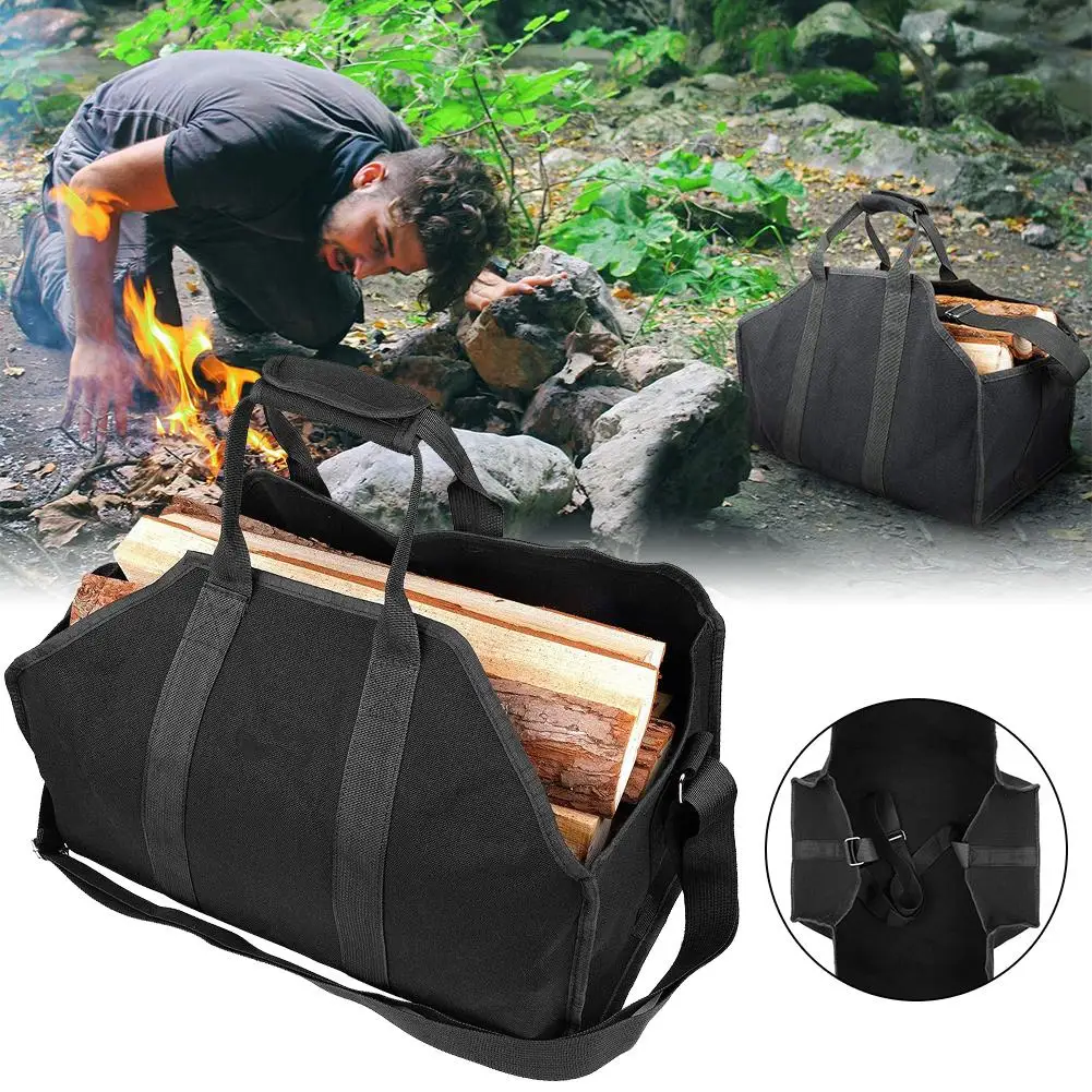 

Supersized Canvas Firewood Wood Carrier Bag Log Camping Outdoor Holder Carry Storage Bag Wooden Canvas Bag