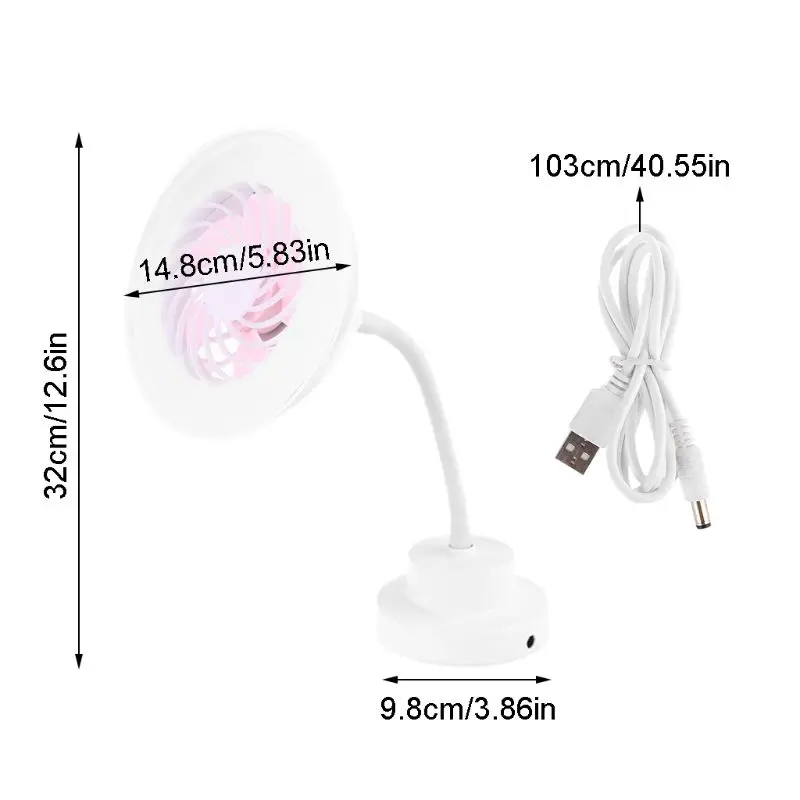 

3 Modes USB Desk Cooling Fan With LED Light Lamp for Home Office Outdoor Camping