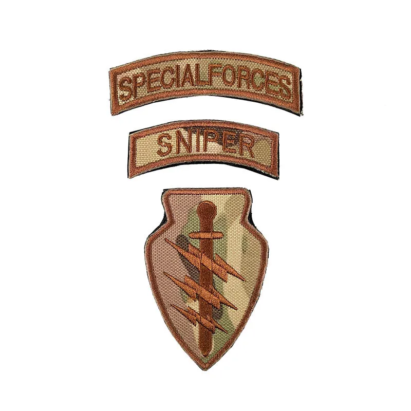 SNIPER 3pcs set Нашивка армии США EOD юнит снайперская Боевая нашивка воздушно-десантная тактическая эмблема Флаг Великобритании США военные значки Аппликации Наклейки на наручную повязку CP - Цвет: SNIPER 3pcs set