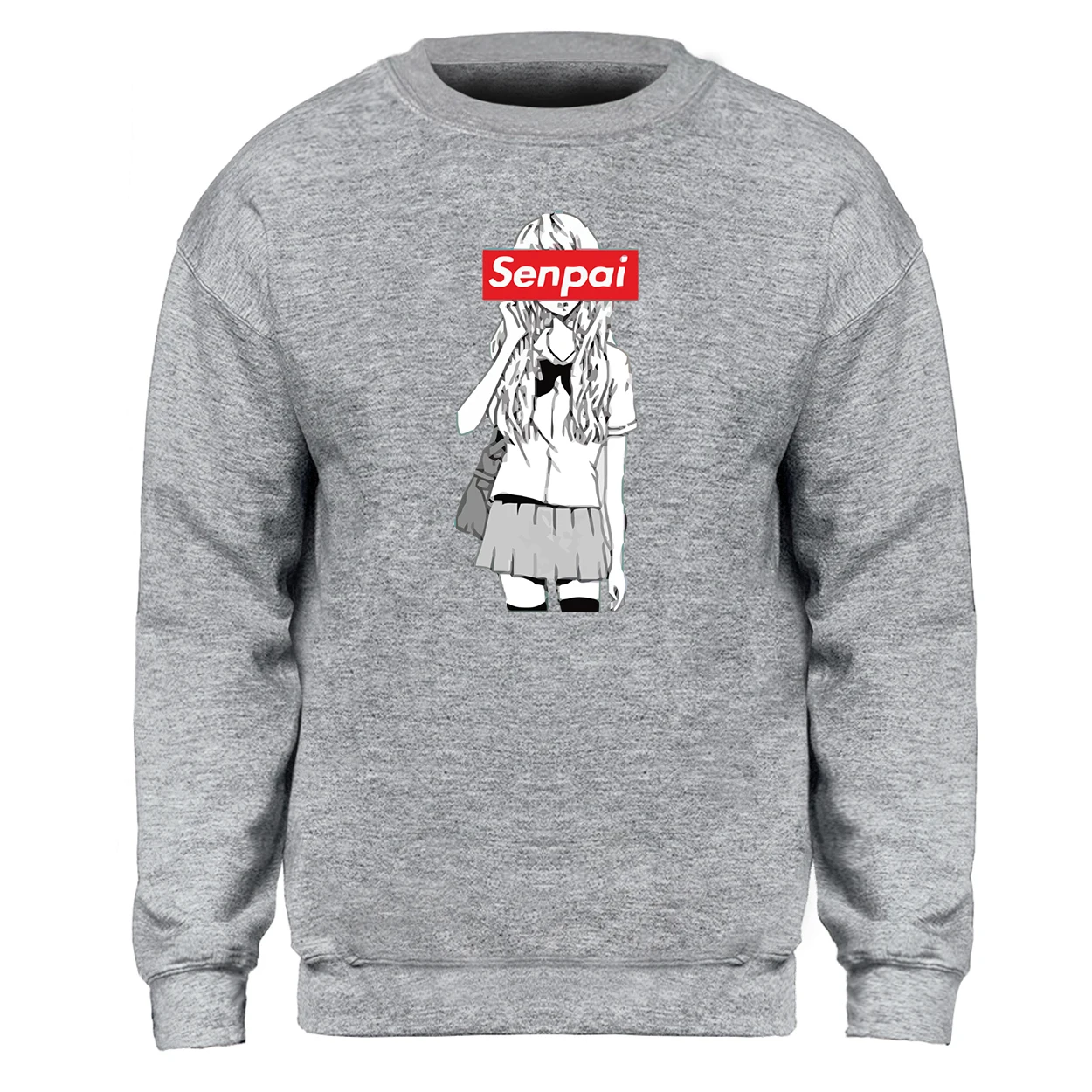 Мужская толстовка с капюшоном Senpai черный теплый флисовый свитшот круглым