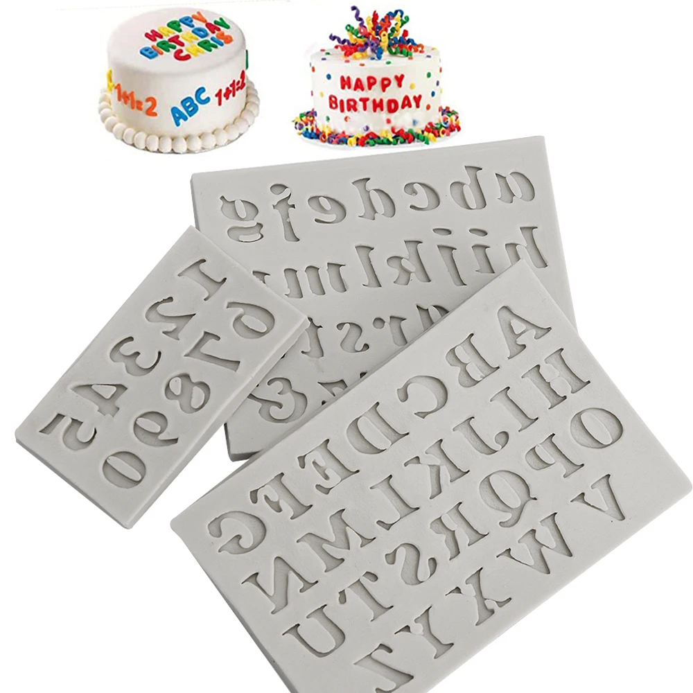 

1 gray alphanumeric soft candy silicone mold fondant 3D chocolate baking cake soft candy food silicone mold