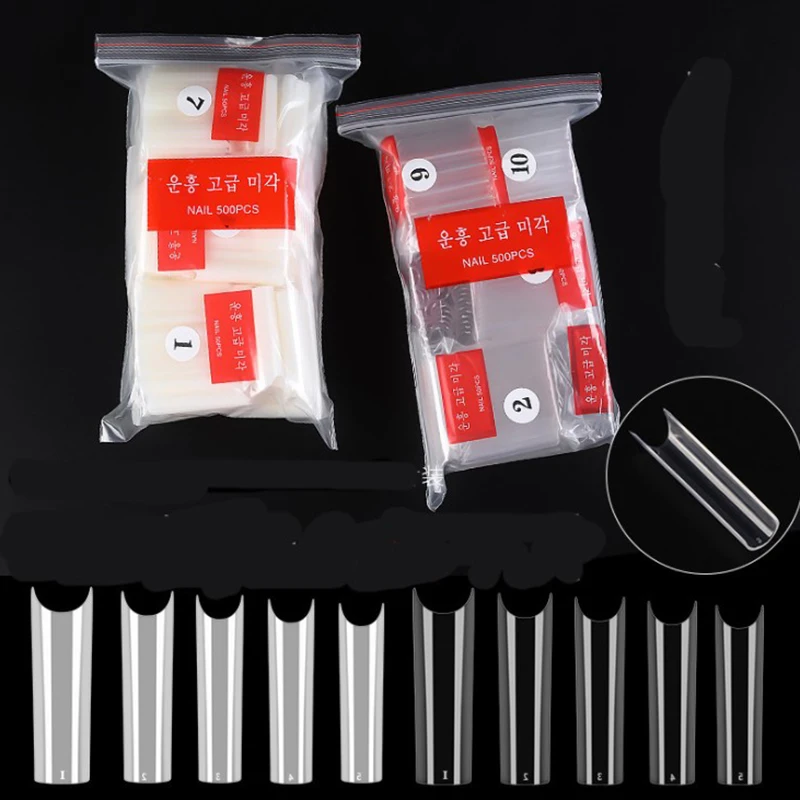 

500Pcs False Nails Half Cover Curved Straight Super Rectangular Fake Nails