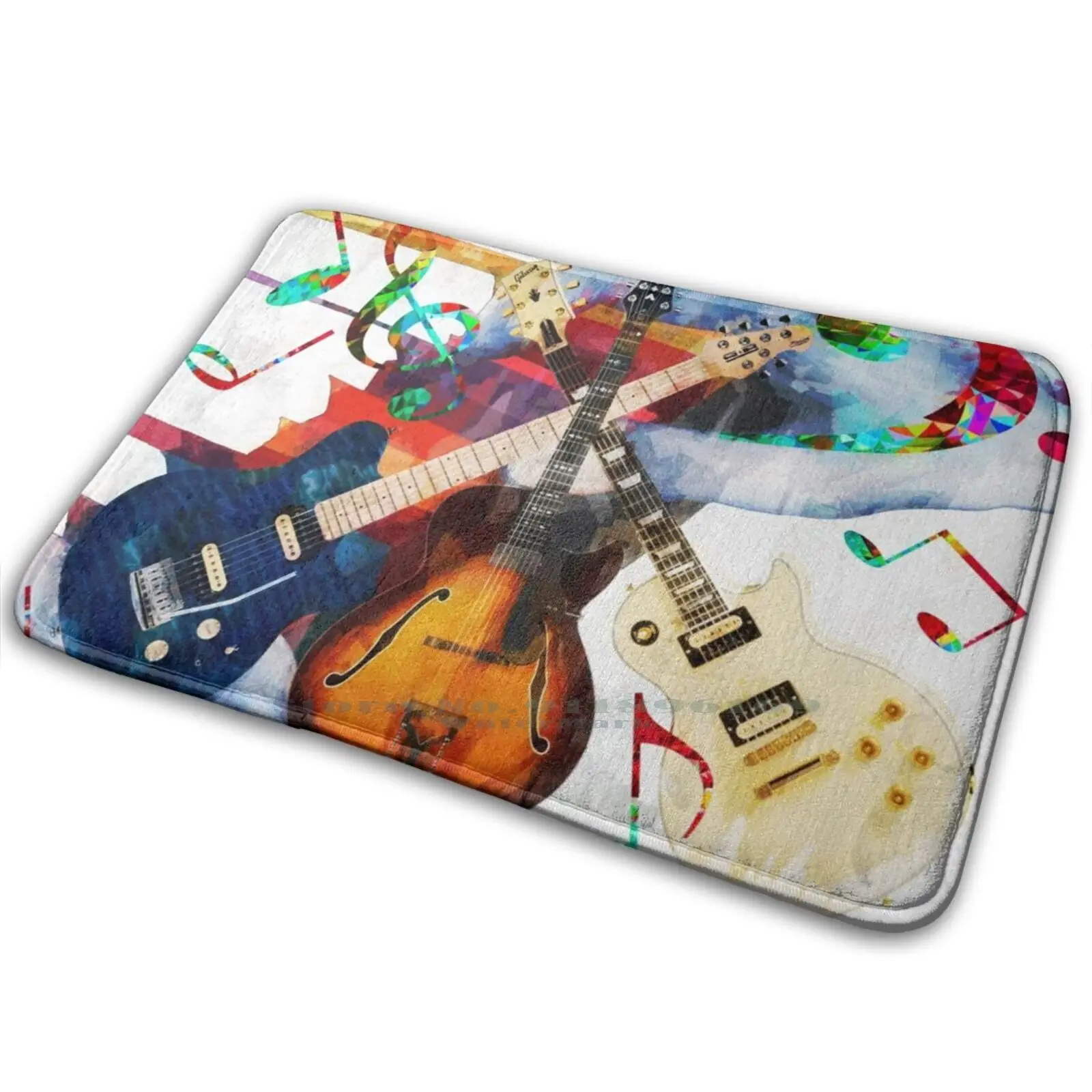 Rock On Mat Rug Carpet Anti-Slip Bedroom Entrance Door Music Guitars Notes Piano Hand And Roll | Дом и сад