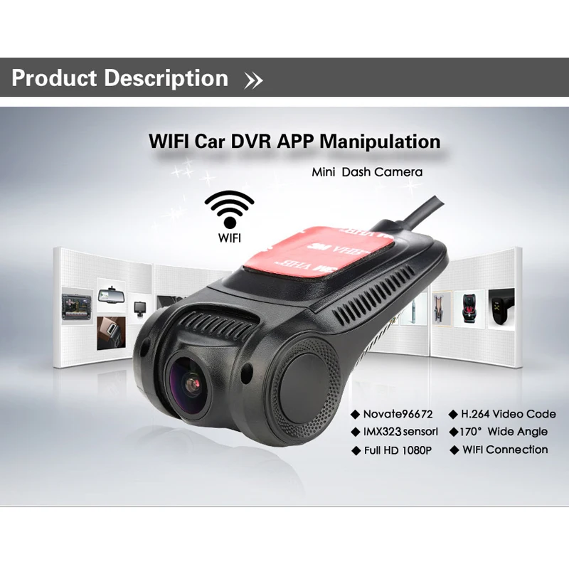 FCCWO F3 видеорегистратор Novatek96672 Sony IMX323 WiFi 1080P Автомобильный автомобильная камера